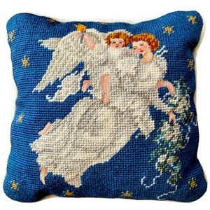 Vintage Embroidered Angel Pillow